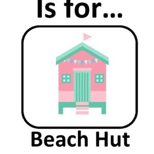 beach hut greeting card