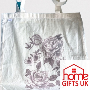 Eastbourne Greyscale Flowers Tote Bag