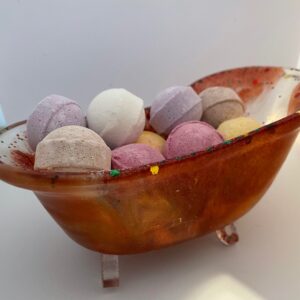 handmade bath with bath marbles